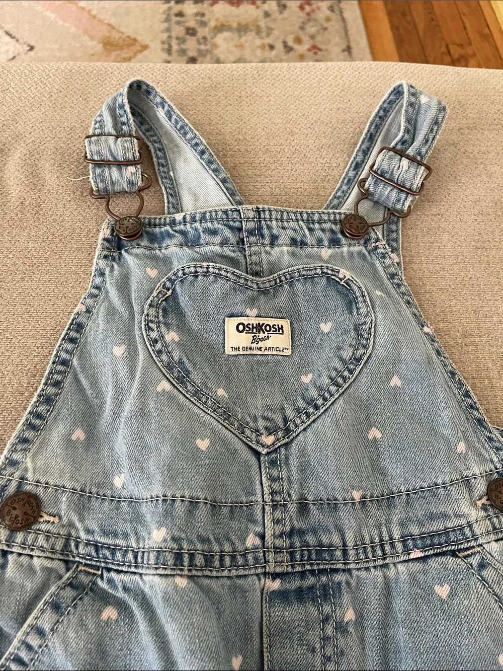 💙5 for $10💙 OshKosh B'gosh Light Blue Denim Heart-Print Girls Overalls 5t